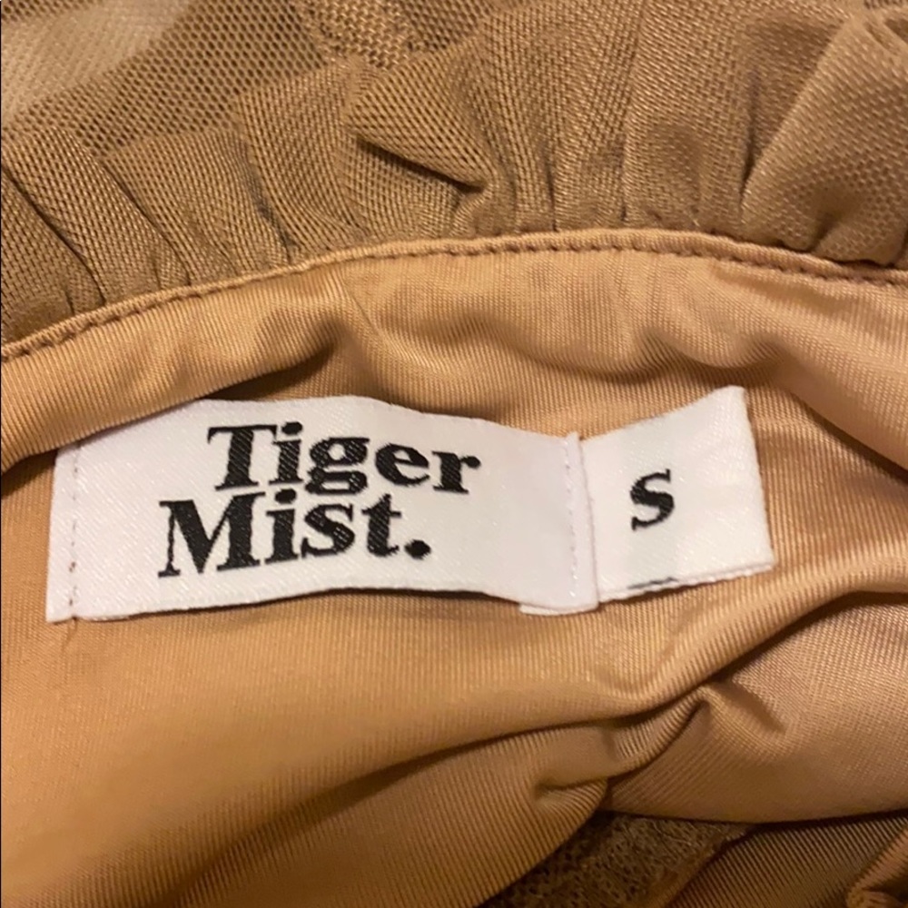 Tiger Mist Brown Ruching Mesh Crop Top - Picture 4 of 4